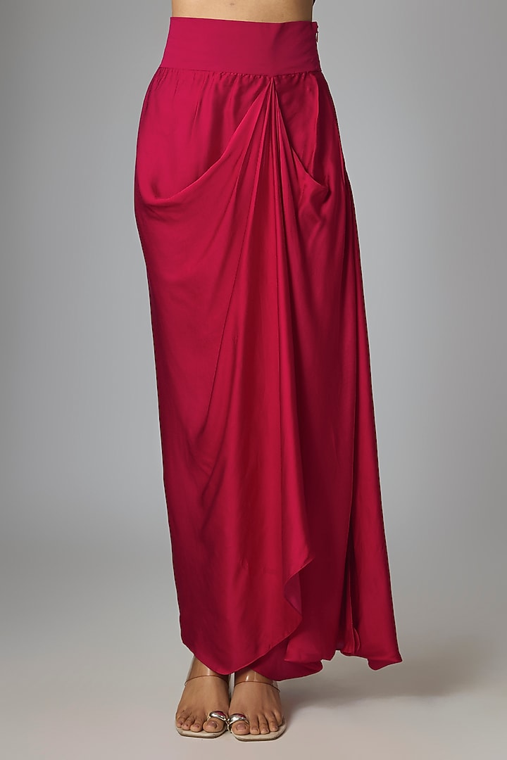 Cherry Red Organza Thread Work Cape Set by Prisho at Pernia's Pop Up Shop