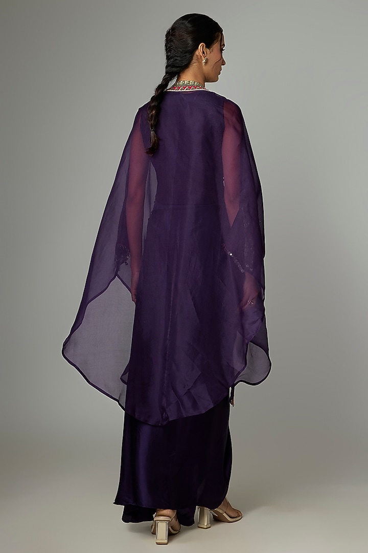 Purple Organza Thread Work Cape Set by Prisho at Pernia's Pop Up Shop