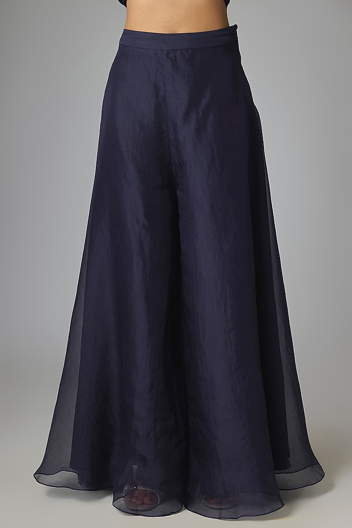 Royal Blue Silk & Organza Wedding Sharara Set by Prisho at Pernia's Pop Up Shop
