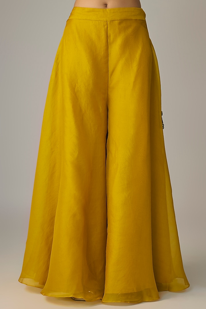 Mustard Silk & Organza Wedding Sharara Set by Prisho at Pernia's Pop Up Shop