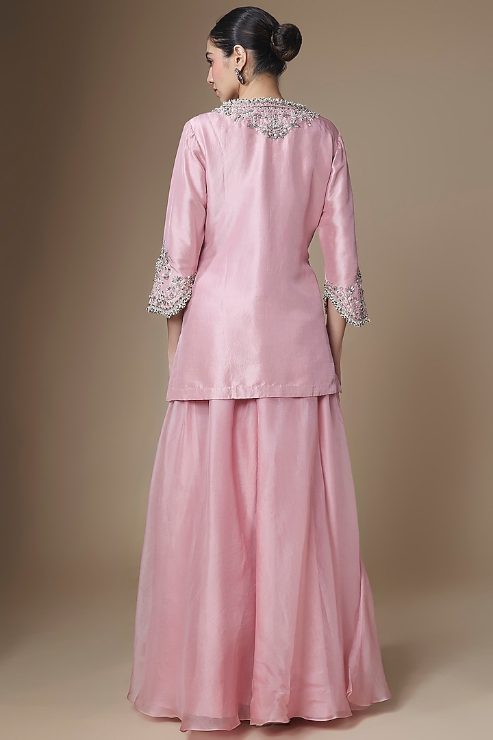 Flamingo Silk Wedding Sharara Set by Prisho at Pernia's Pop Up Shop