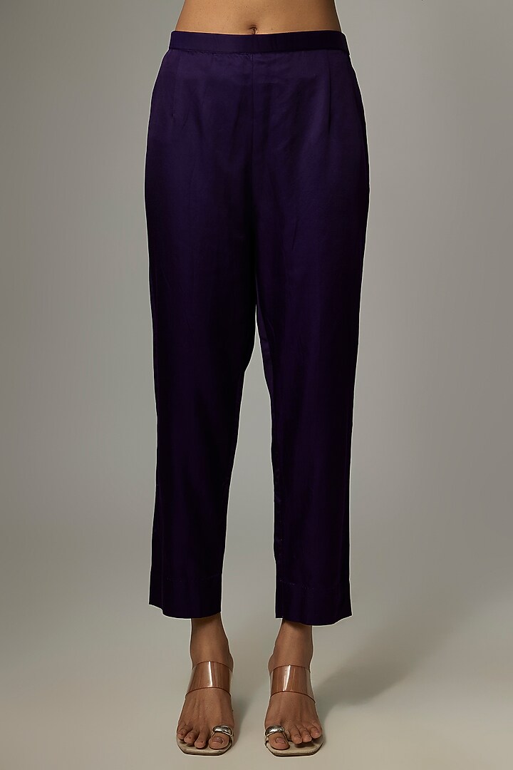 Dark Purple Silk Dori Work Kurta Set by Prisho at Pernia's Pop Up Shop