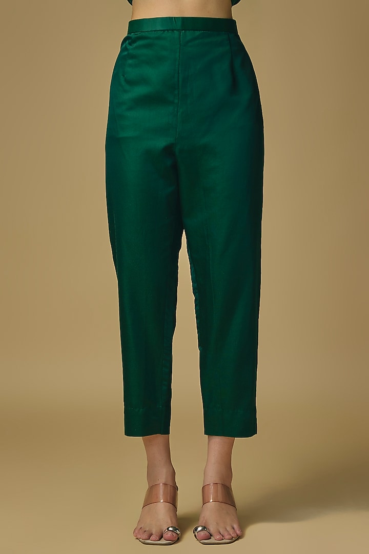 Bottle Green Silk Dori Embroidered Kurta Set by Prisho at Pernia's Pop Up Shop