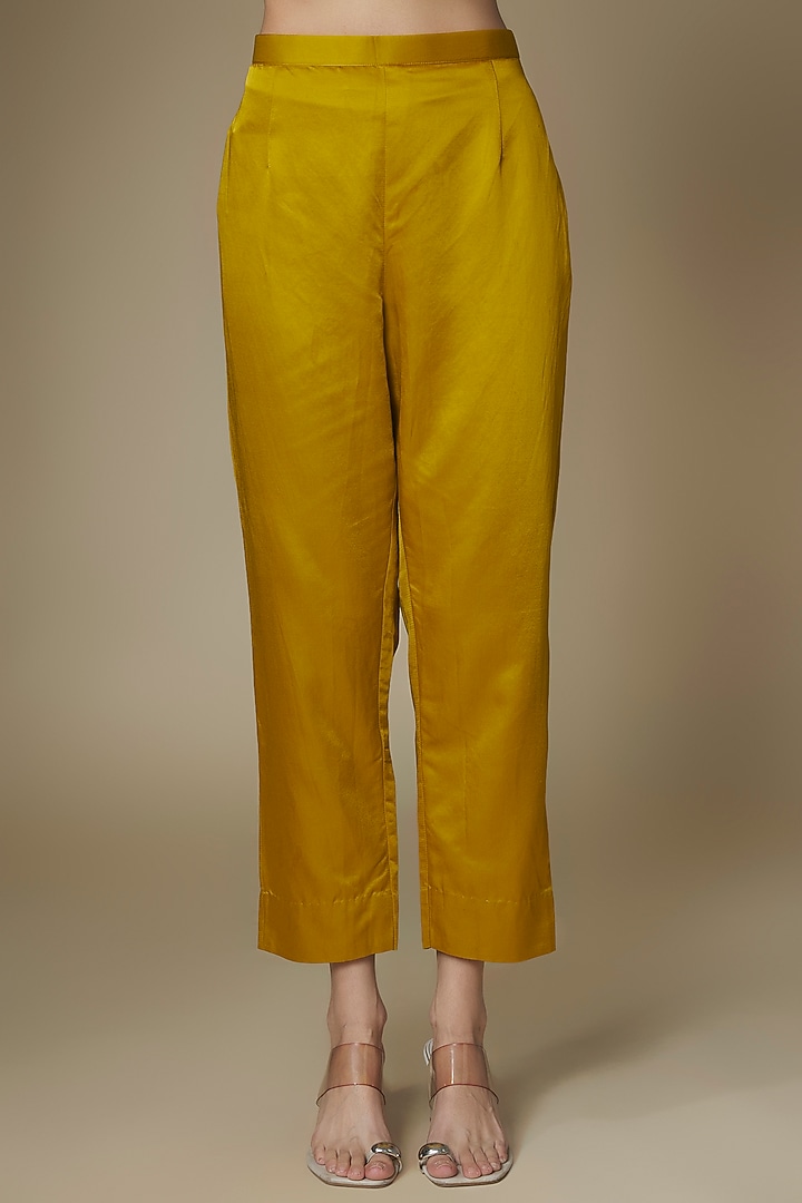 Mustard Silk Thread Work Kurta Set by Prisho at Pernia's Pop Up Shop