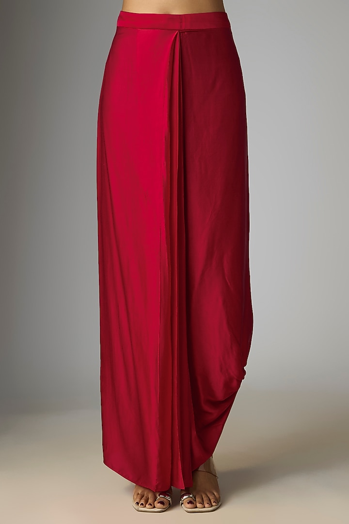 Red Silk Gota Work Umbrella Kaftan Set by Prisho at Pernia's Pop Up Shop
