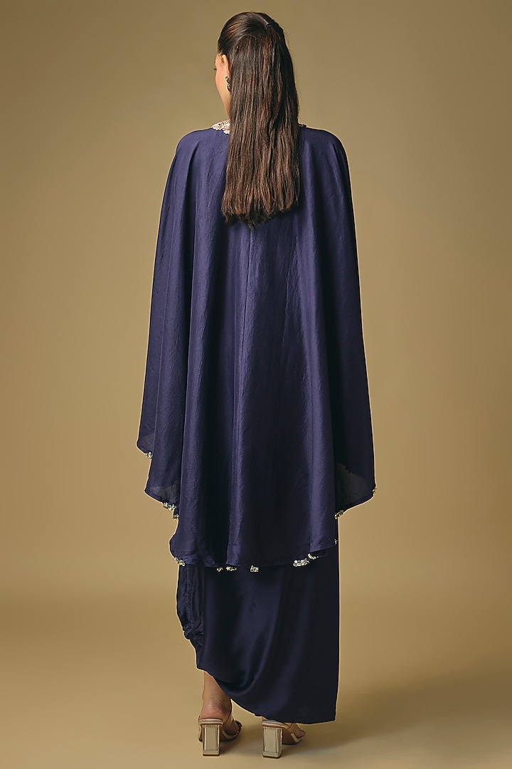 Dark Purple Silk Gota Work Umbrella Kaftan Set by Prisho at Pernia's Pop Up Shop