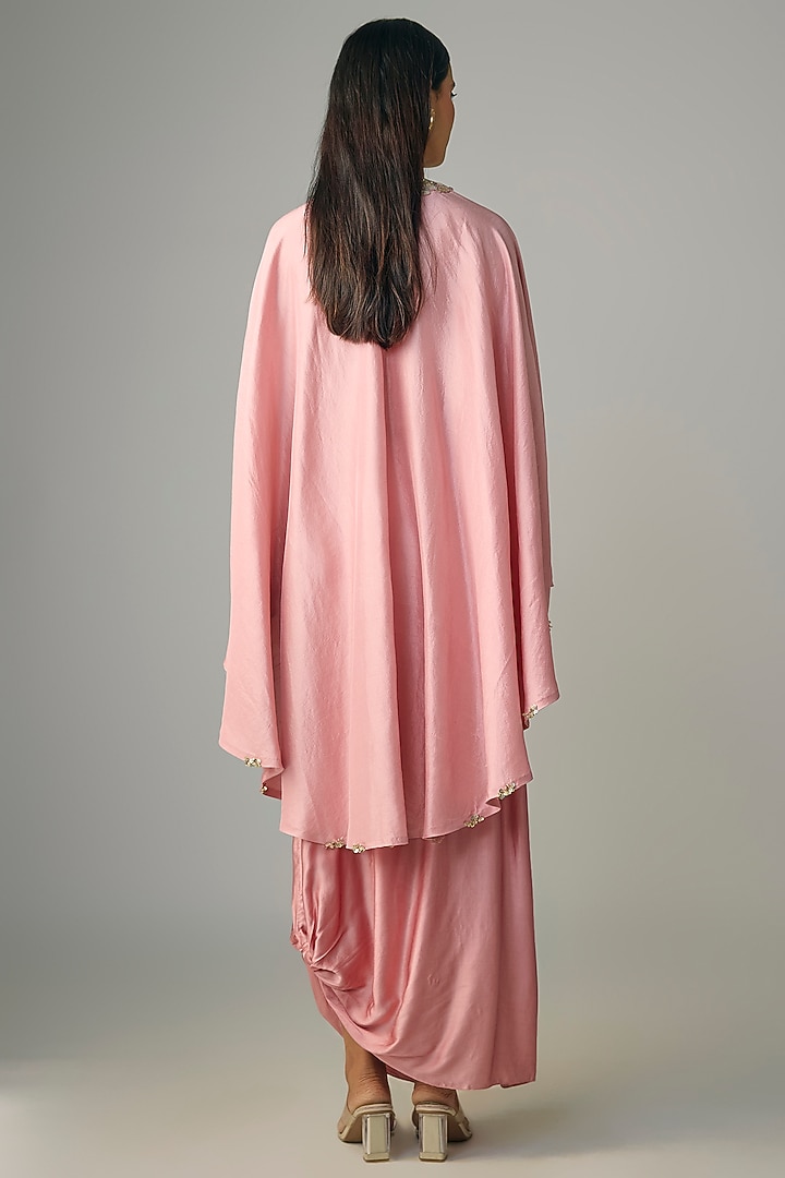 Flamingo Pink Silk Gota Work Kaftan Set by Prisho at Pernia's Pop Up Shop