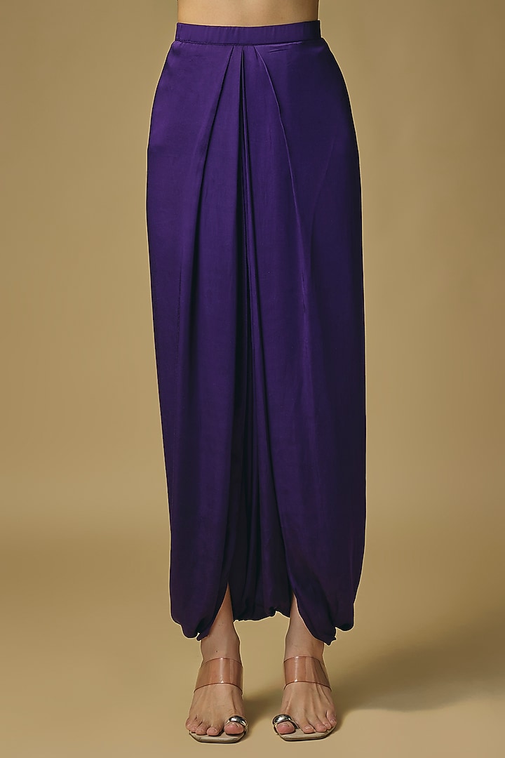 Dark Purple Silk Thread Work Kaftan Set by Prisho at Pernia's Pop Up Shop
