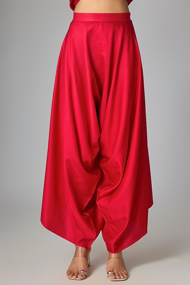 Red Silk Mirror Work Kaftan Set by Prisho at Pernia's Pop Up Shop