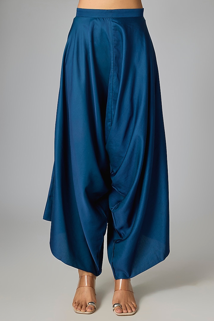 Blue Silk Mirror Work Kaftan Set by Prisho at Pernia's Pop Up Shop