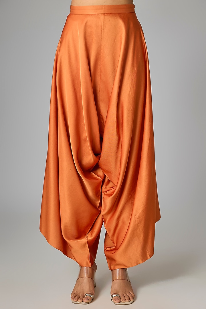Rust Silk Mirror Work Kaftan Set by Prisho at Pernia's Pop Up Shop