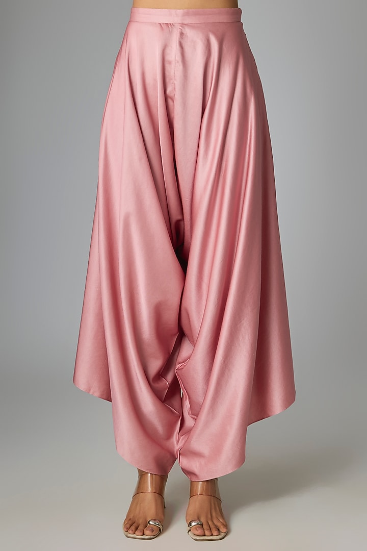 Flamingo Pink Silk Mirror Work Kaftan Set by Prisho at Pernia's Pop Up Shop