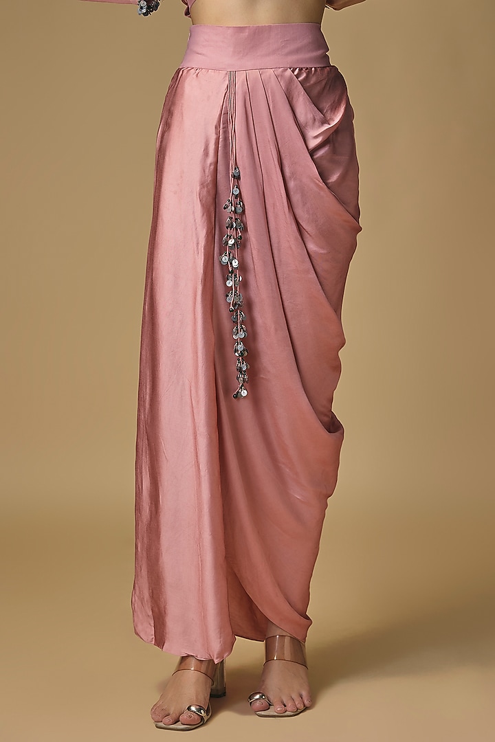 Dark Flamingo Silk Thread Work Kurta Set by Prisho at Pernia's Pop Up Shop