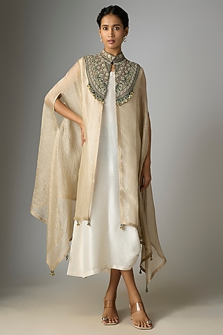 Ivory Silk Jacket Dress by Prisho