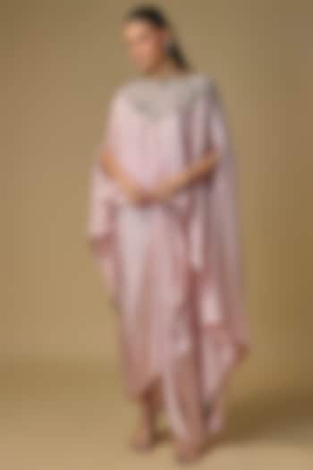 Flamingo Silk Resham Work A-Line Kaftan Set by Prisho at Pernia's Pop Up Shop