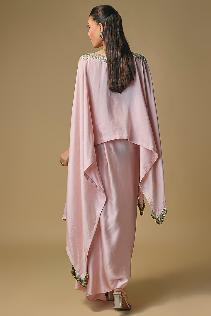 Flamingo Silk Resham Work A-Line Kaftan Set by Prisho at Pernia's Pop Up Shop