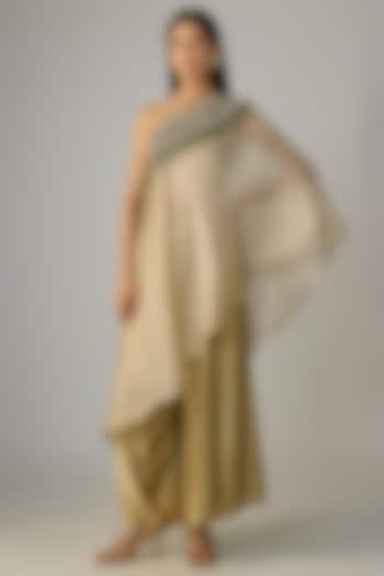 Champagne Cotton Satin Pant Set by Prisho at Pernia's Pop Up Shop