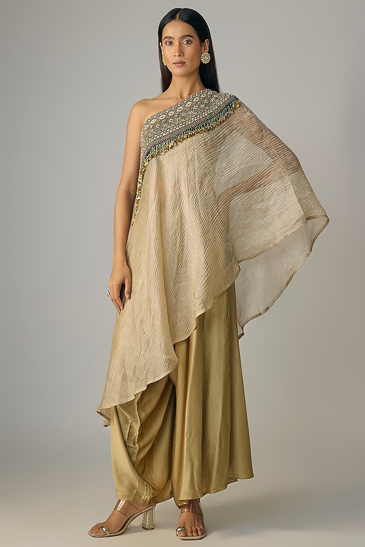 Champagne Cotton Satin Pant Set by Prisho at Pernia's Pop Up Shop