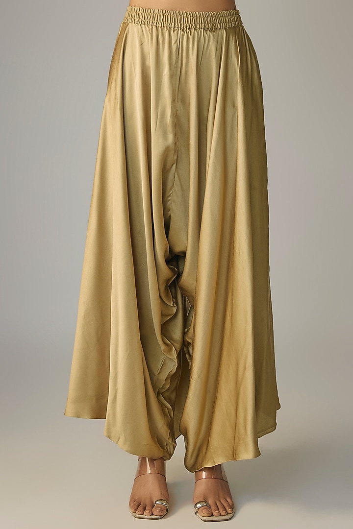 Champagne Cotton Satin Pant Set by Prisho at Pernia's Pop Up Shop