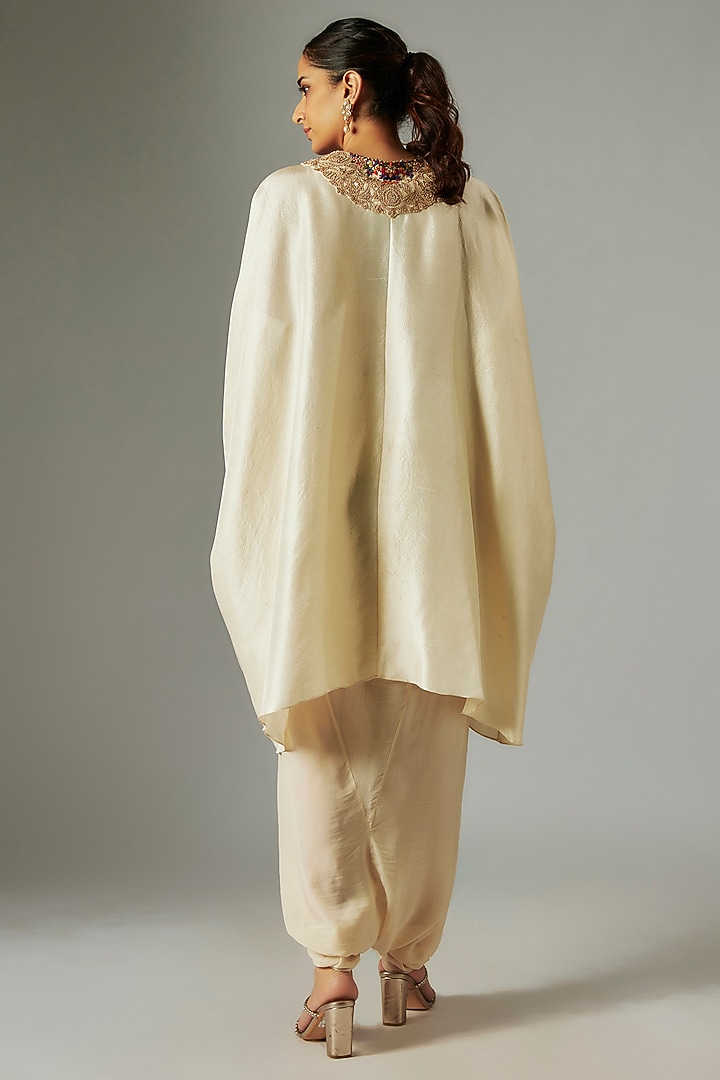 Ivory Silk Dori Work Kaftan Set by Prisho at Pernia's Pop Up Shop