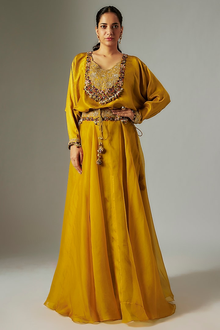 Yellow Organza Skirt Set by Prisho at Pernia's Pop Up Shop