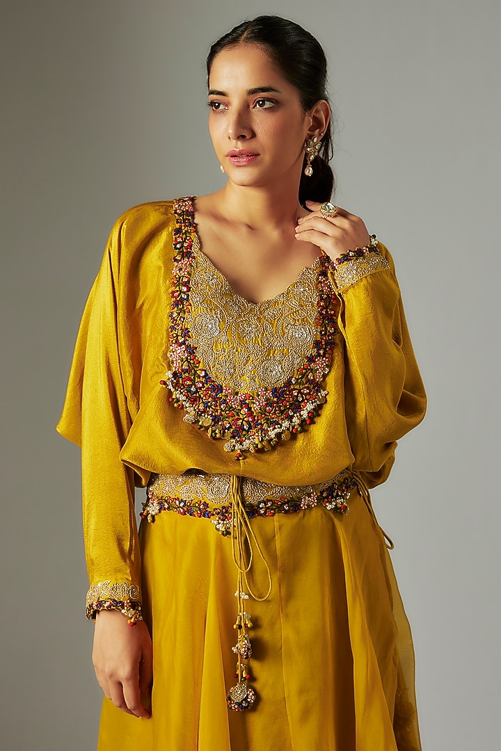 Yellow Organza Skirt Set by Prisho at Pernia's Pop Up Shop