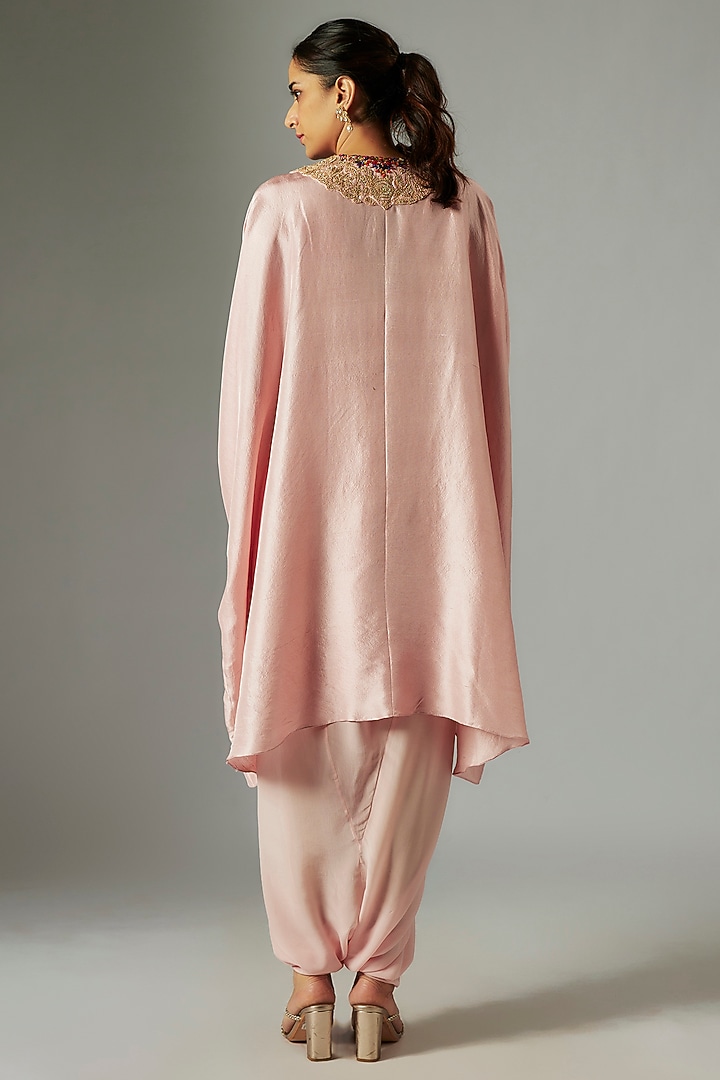Blush Pink Silk Dori Work Kaftan Set by Prisho at Pernia's Pop Up Shop