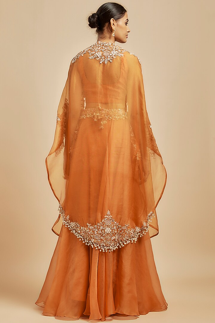 Rust Organza Skirt Set by Prisho at Pernia's Pop Up Shop