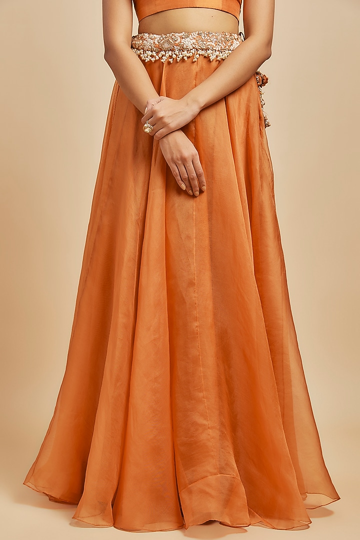 Rust Organza Skirt Set by Prisho at Pernia's Pop Up Shop