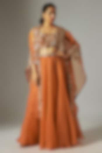 Orange Organza Skirt Set by Prisho at Pernia's Pop Up Shop