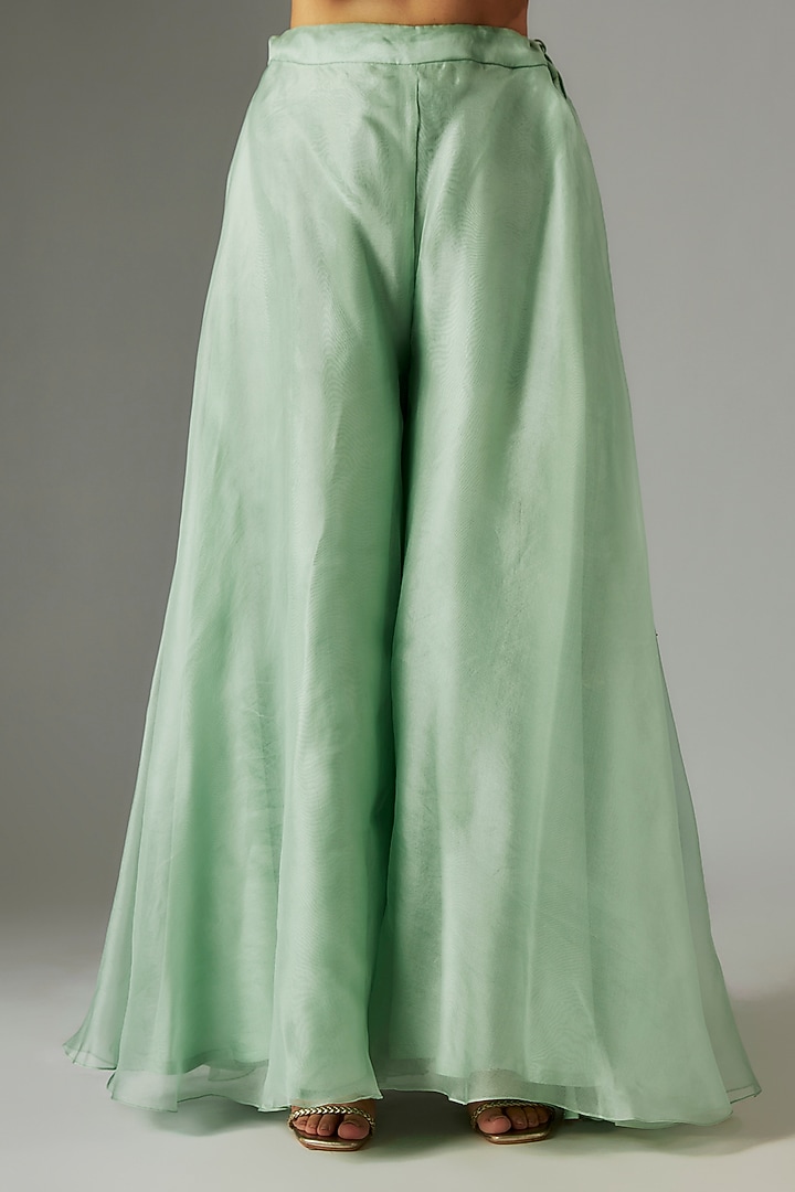 Mint Green Organza Wedding Sharara Set by Prisho at Pernia's Pop Up Shop