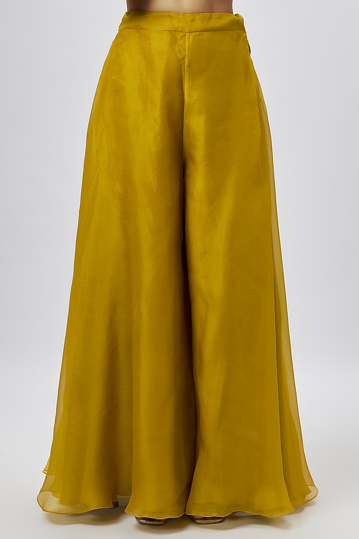 Mustard Organza Wedding Sharara Set by Prisho at Pernia's Pop Up Shop