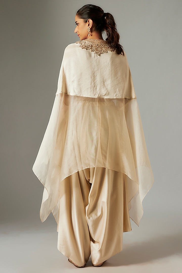 Ivory Organza Resham & Dori Work Kaftan Set by Prisho at Pernia's Pop Up Shop