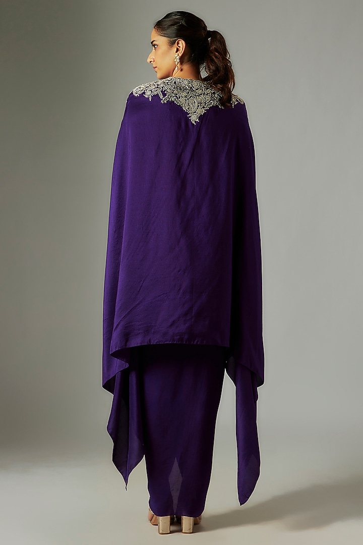 Purple Silk Dori & Resham Embroidered Kaftan Set by Prisho at Pernia's Pop Up Shop