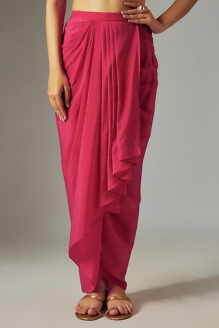 Hot Pink Organza Resham Embroidered Umbrella Kaftan Set by Prisho at Pernia's Pop Up Shop