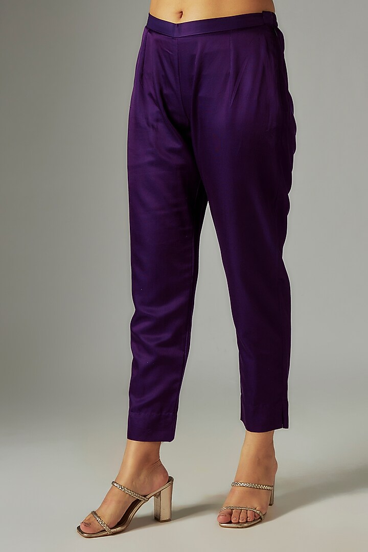 Purple Crepe Resham Work Kaftan Set by Prisho at Pernia's Pop Up Shop