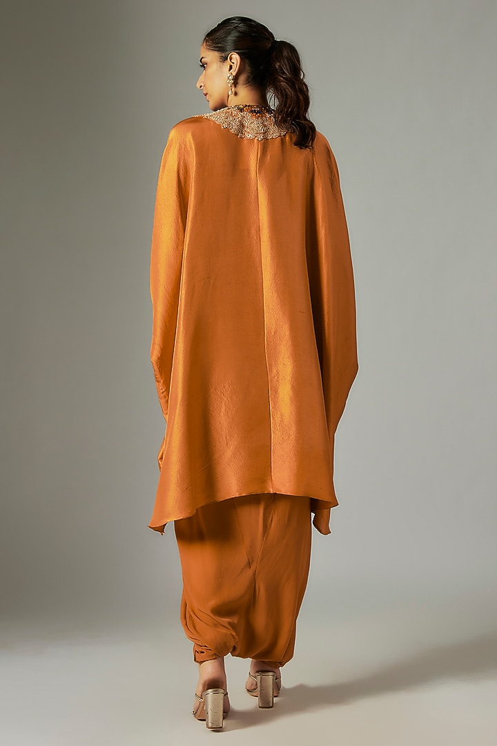 Orange Silk Dori Work Kaftan Set by Prisho at Pernia's Pop Up Shop