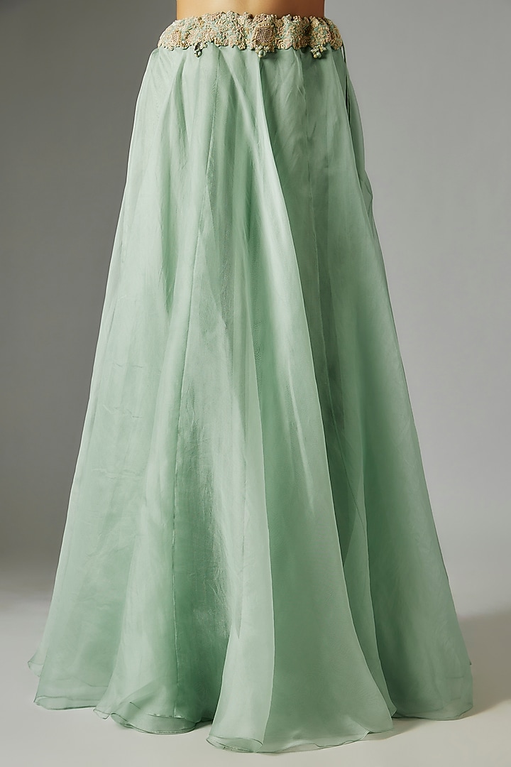Mint Green Organza Dori Embroidered Skirt Set by Prisho at Pernia's Pop Up Shop