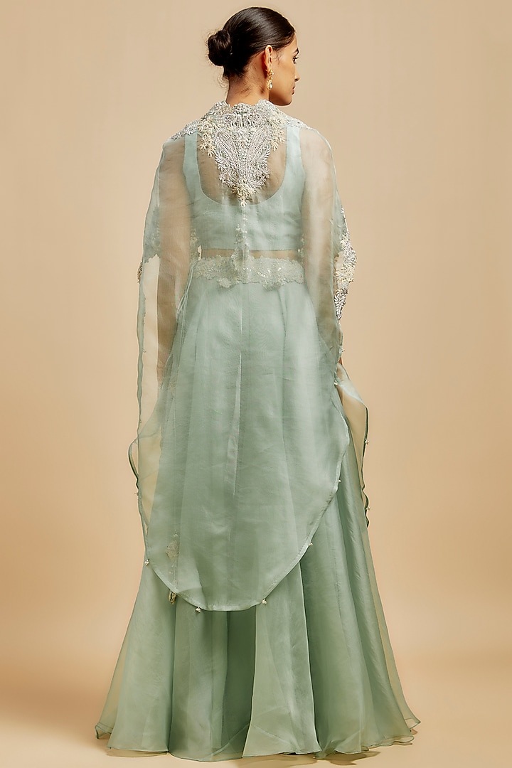 Aqua Blue Organza Skirt Set by Prisho at Pernia's Pop Up Shop