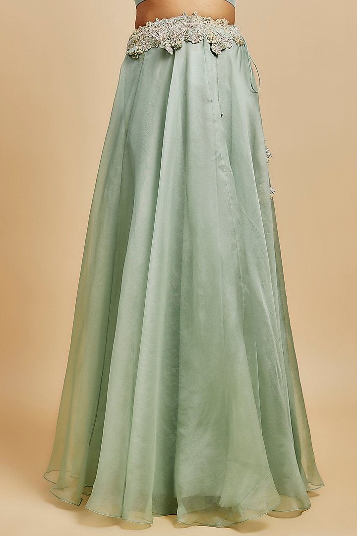 Aqua Blue Organza Skirt Set by Prisho at Pernia's Pop Up Shop