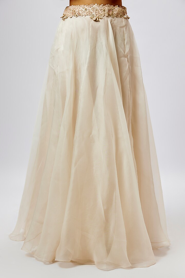 Ivory Organza Resham Work Skirt Set by Prisho at Pernia's Pop Up Shop