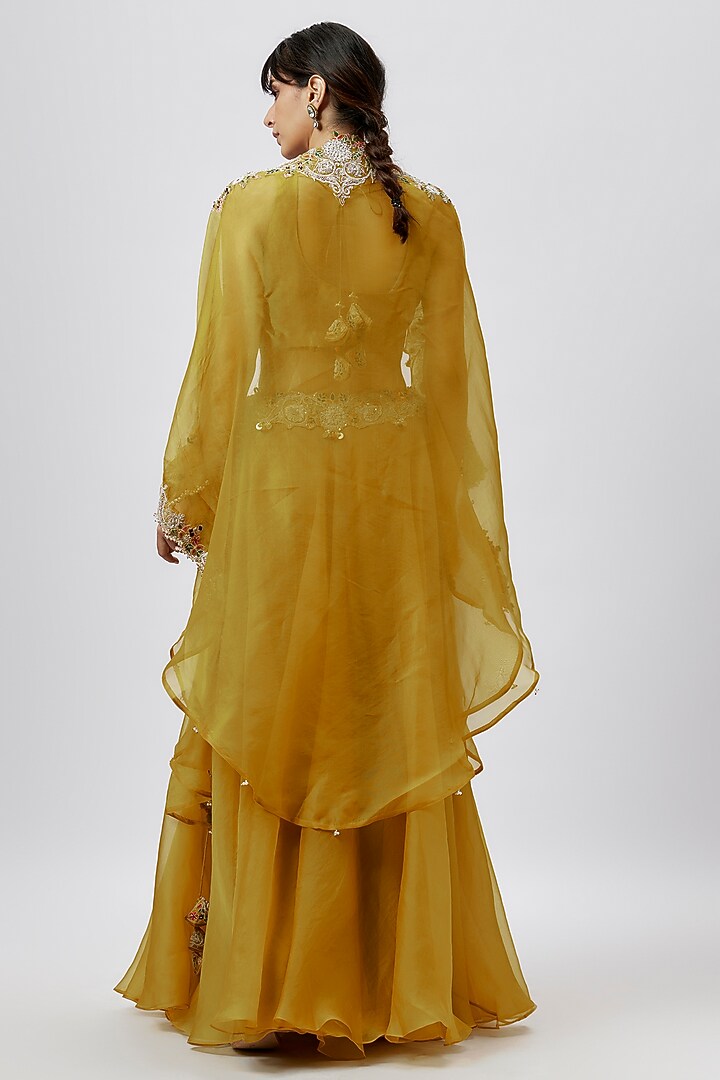 Mustard Organza Skirt Set by Prisho at Pernia's Pop Up Shop