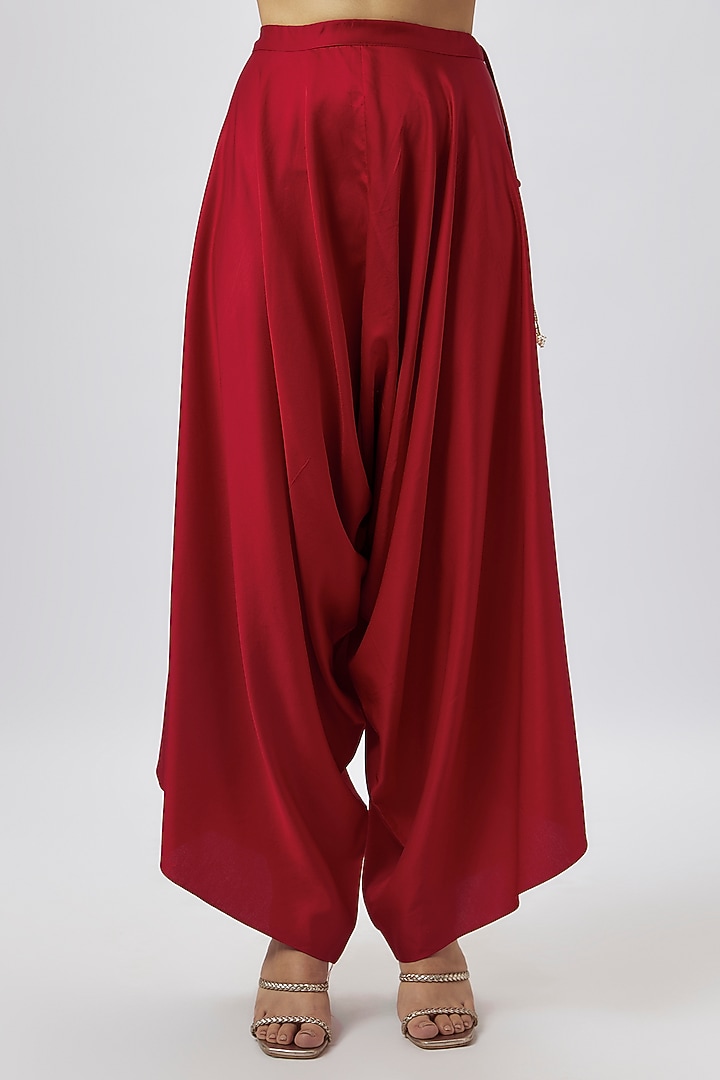 Red Organza Resham Work Cape Set by Prisho at Pernia's Pop Up Shop