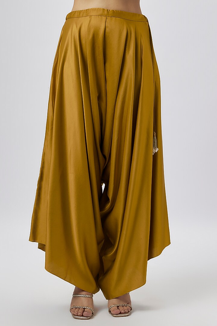 Mustard Organza Resham Work Cape Set by Prisho at Pernia's Pop Up Shop