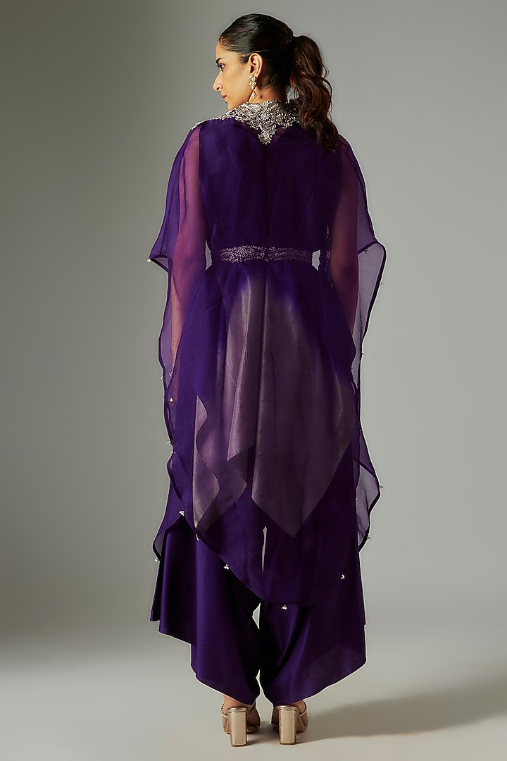 Purple Organza Maal Work Cape Set by Prisho at Pernia's Pop Up Shop