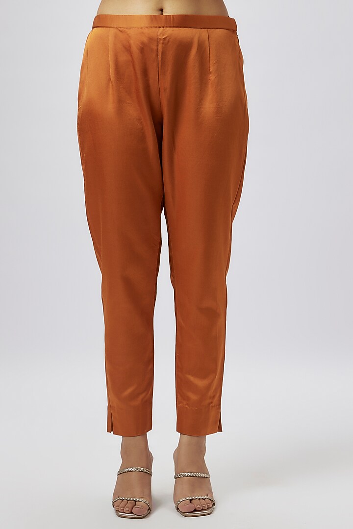 Orange Crepe Applique Work Kaftan Set by Prisho at Pernia's Pop Up Shop