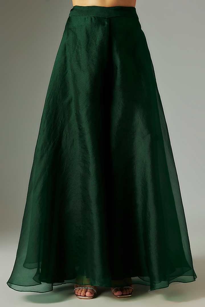 Dark Green Organza Wedding Sharara Set by Prisho at Pernia's Pop Up Shop