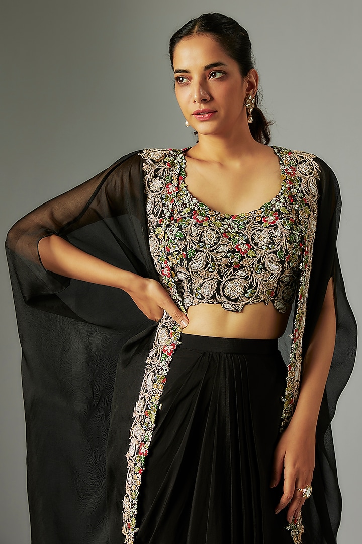 Black Crepe Skirt Set by Prisho at Pernia's Pop Up Shop