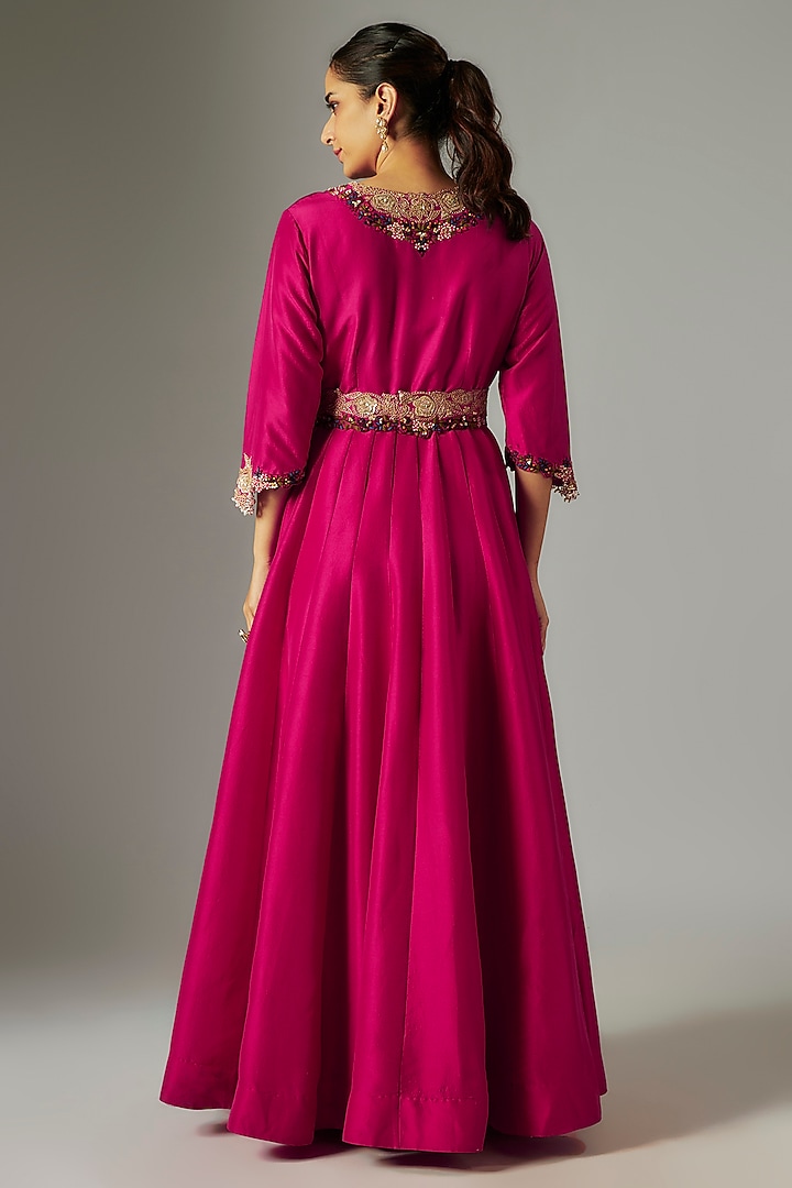 Red Silk Dori Work Bridal Anarkali Set by Prisho at Pernia's Pop Up Shop