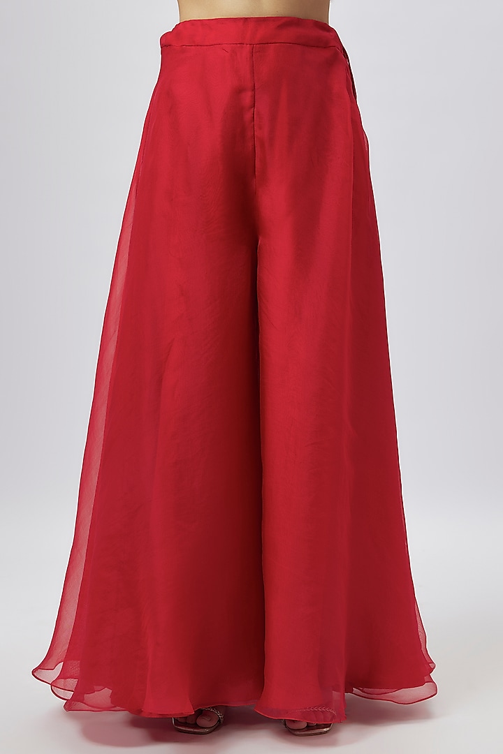 Red Organza Wedding Sharara Set by Prisho at Pernia's Pop Up Shop